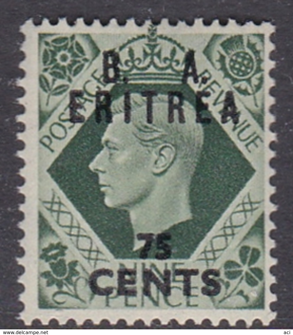 Italy-British Occupation B.  A.Eritrea Sassone 22 1950 King George VI Overprinted 75c Green, Mint Never Hinged - British Occ. MEF