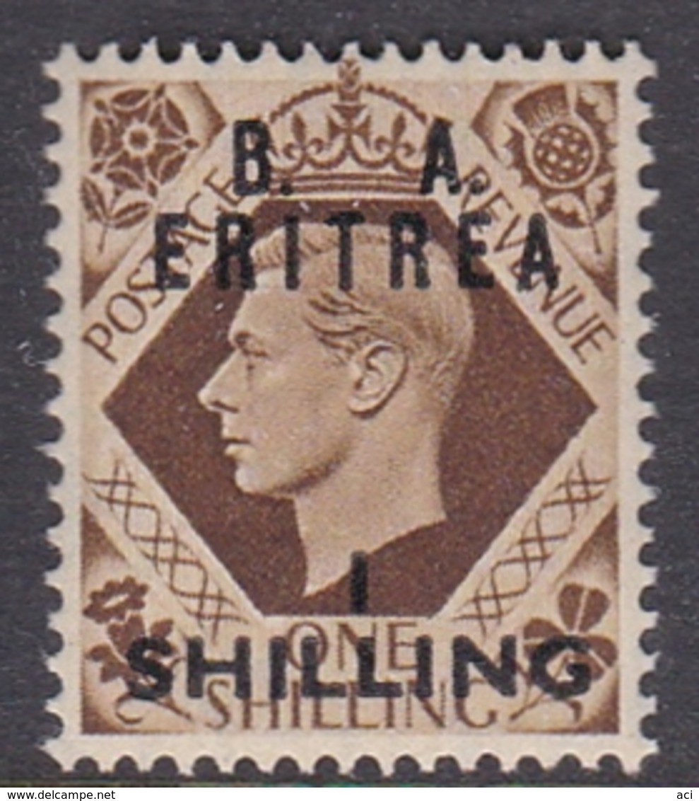 Italy-British Occupation B.  A.Eritrea Sassone 23 1950 King George VI Overprinted One Shilling Brown, Mint Never Hinged - British Occ. MEF