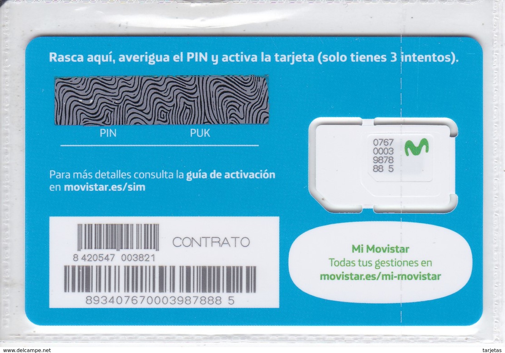 GSMT-256 TARJETA GSM-SIM DE MOVISTAR  CONTRATO    (NUEVA-MINT) - Telefonica