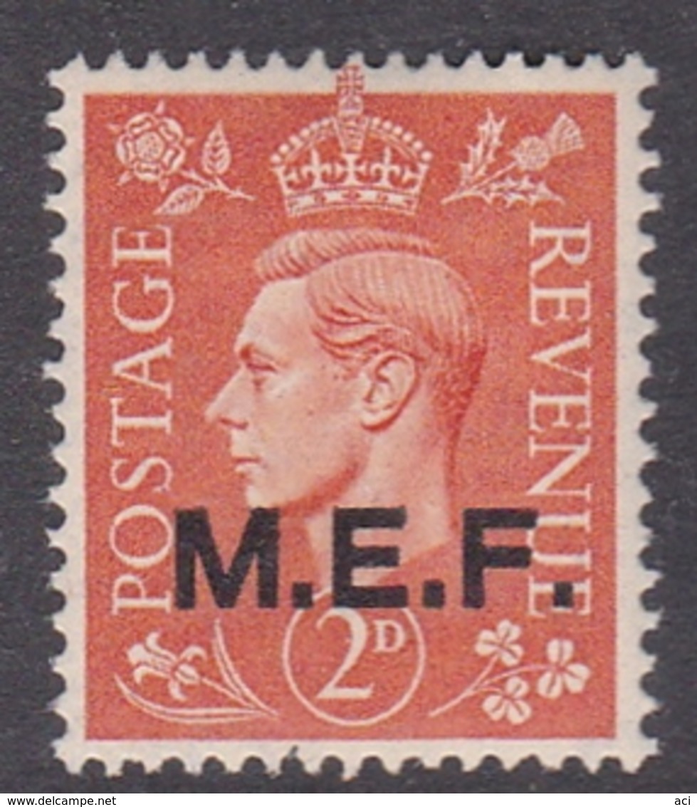 Italy-British Occupation M.E.F. Sassone 7 1943 King George VI 2d Light Orange, London Printing, Mint Never Hinged - British Occ. MEF