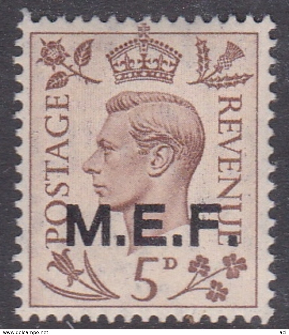 Italy-British Occupation M.E.F. Sassone 10 1943 King George VI 5p Brown, London Printing, Mint Never Hinged - Occup. Britannica MEF