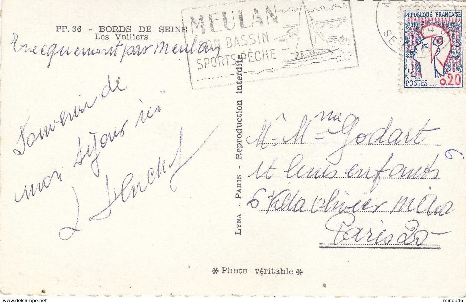 MEULAN : CPSM P.F.DE 1964.LES BORDS DE SEINE.VOILIERS.T.B.ETAT.PETIT PRIX.COMPAREZ!!! - Meulan