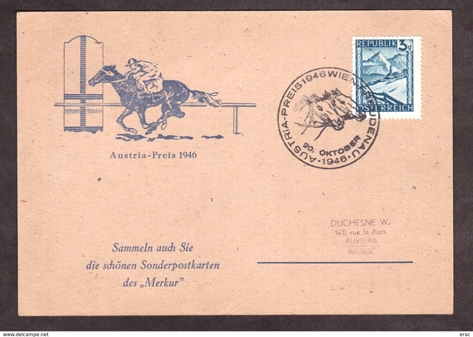 Carte - Grand Prix "Austria" à Vienne - 1946 - Cheval - Reitsport