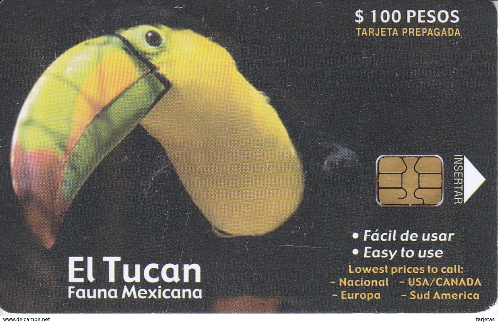 TARJETA DE MEXICO DE UN TUCAN DE 100 PESOS  (TUCANO-BIRD-PAJARO) - Otros & Sin Clasificación