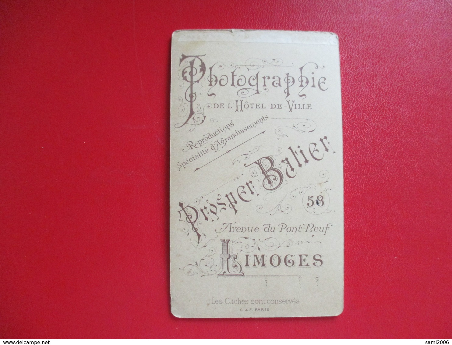 CDV PORTRAIT JEUNE HOMME COSTUME   PHOTOGRAPHE PROSPER BATIER LIMOGES - Cartes De Visite