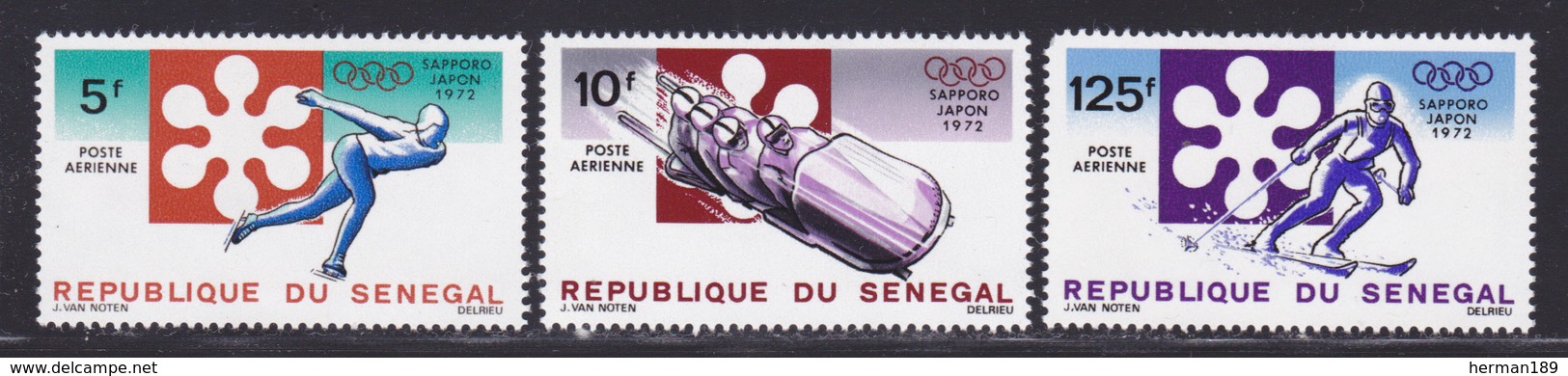 SENEGAL AERIENS N°  113 à 115 ** MNH Neufs Sans Charnière, 125f Dent Manquante (D7368) Sports, Jeux Olympiques, Sapporo - Sénégal (1960-...)