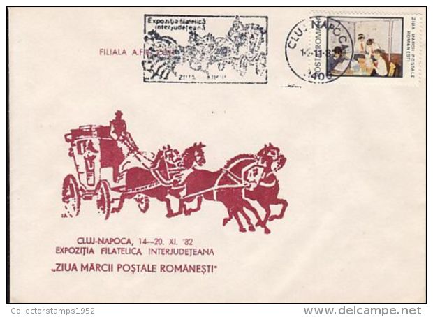 D3628- POST CHASE, ROMANIAN STAMPS DAY, SPECIAL COVER, 1982, ROMANIA - Covers & Documents