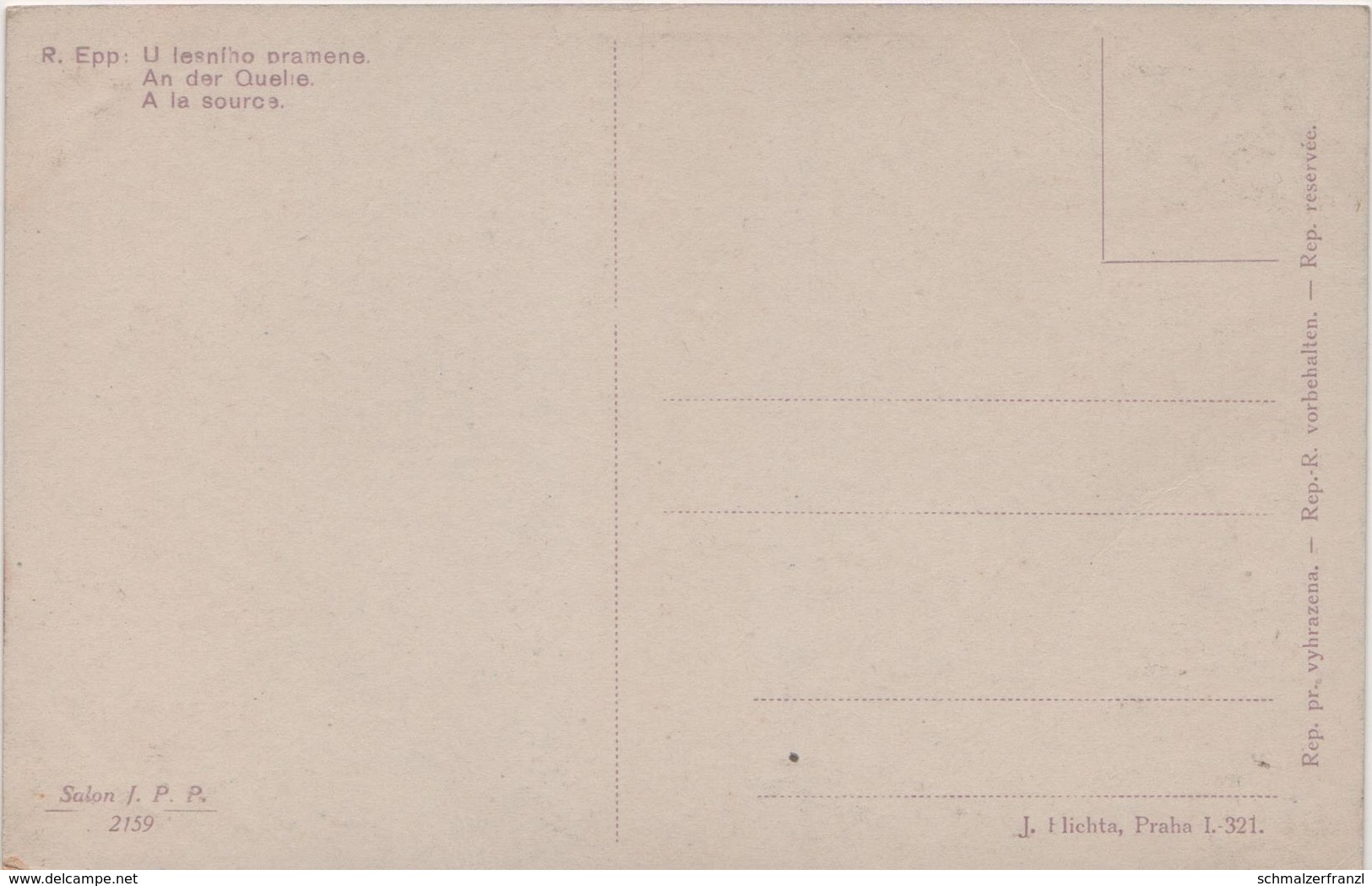 Künstlerkarte AK R. Epp An Der Quelle A La Source U Lesniho Pramene Kunst Art Malerei Prag Praha Cesky Ceska Tchequie - Sonstige & Ohne Zuordnung