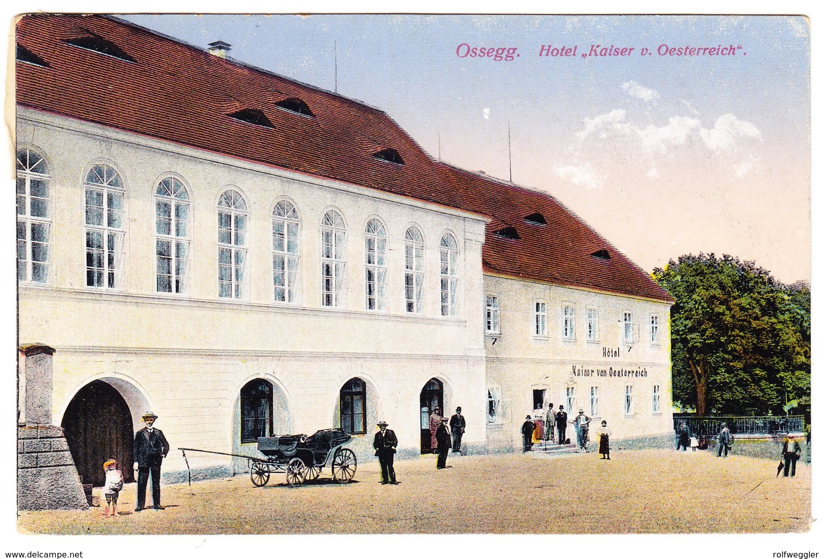 1919 Ansichtskarte Hotel Kaiser In Ossegg Nach Bühler Appenzell Schweiz, Strafporto 5Rp. - Lettres & Documents