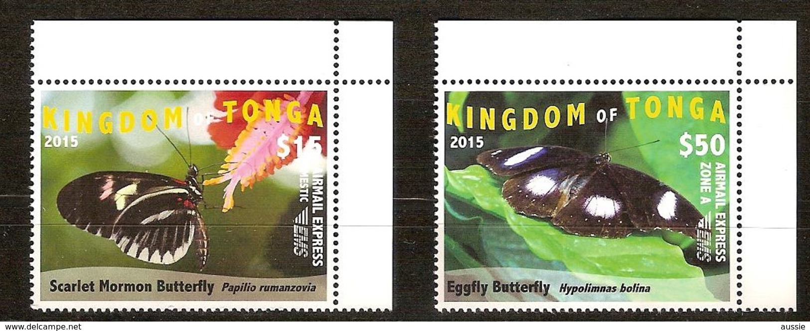 Tonga 2015 Yvertn° LP PA 307-308 *** MNH Cote 130 Euro Faune Papillons Vlinders Butterflies - Tonga (1970-...)