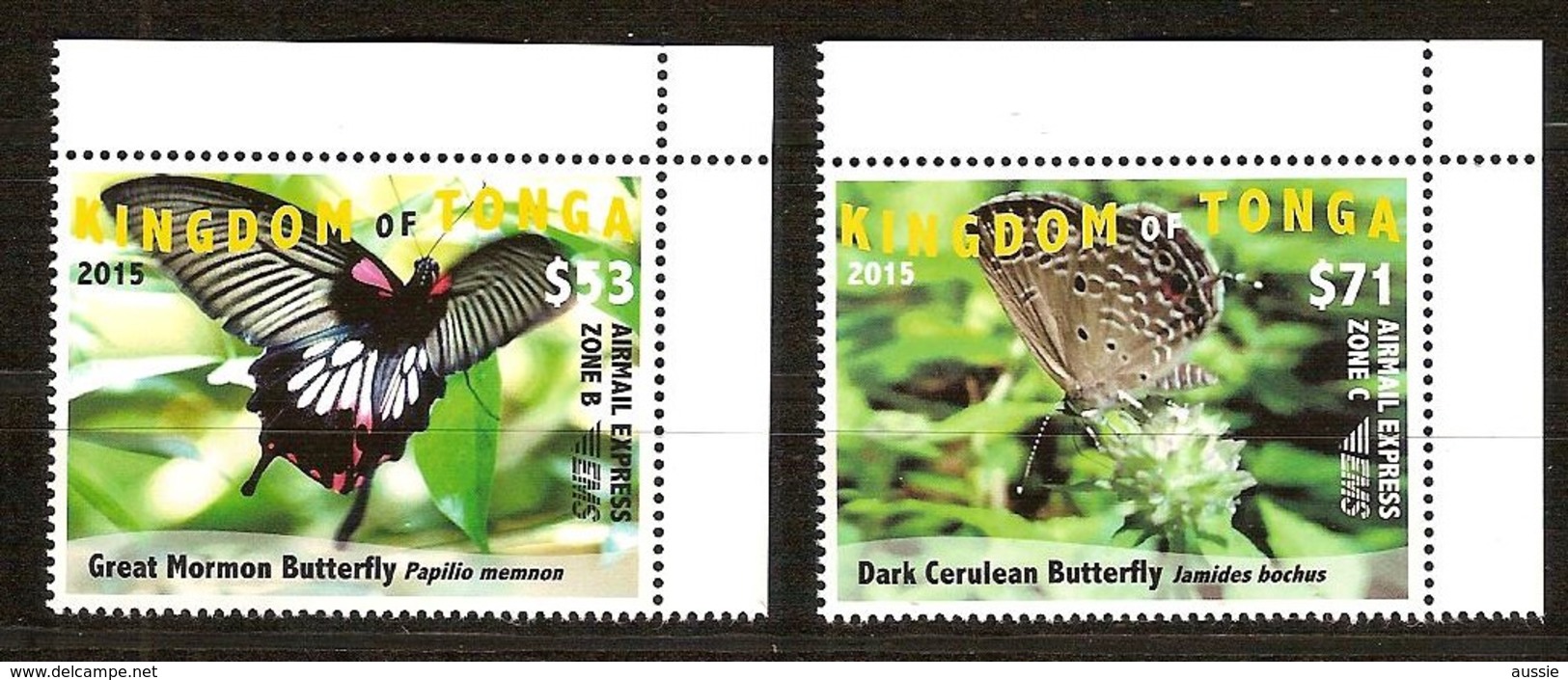 Tonga 2015 Yvertn° LP PA 309-310 *** MNH Cote 220 Euro Faune Papillons Vlinders Butterflies - Tonga (1970-...)