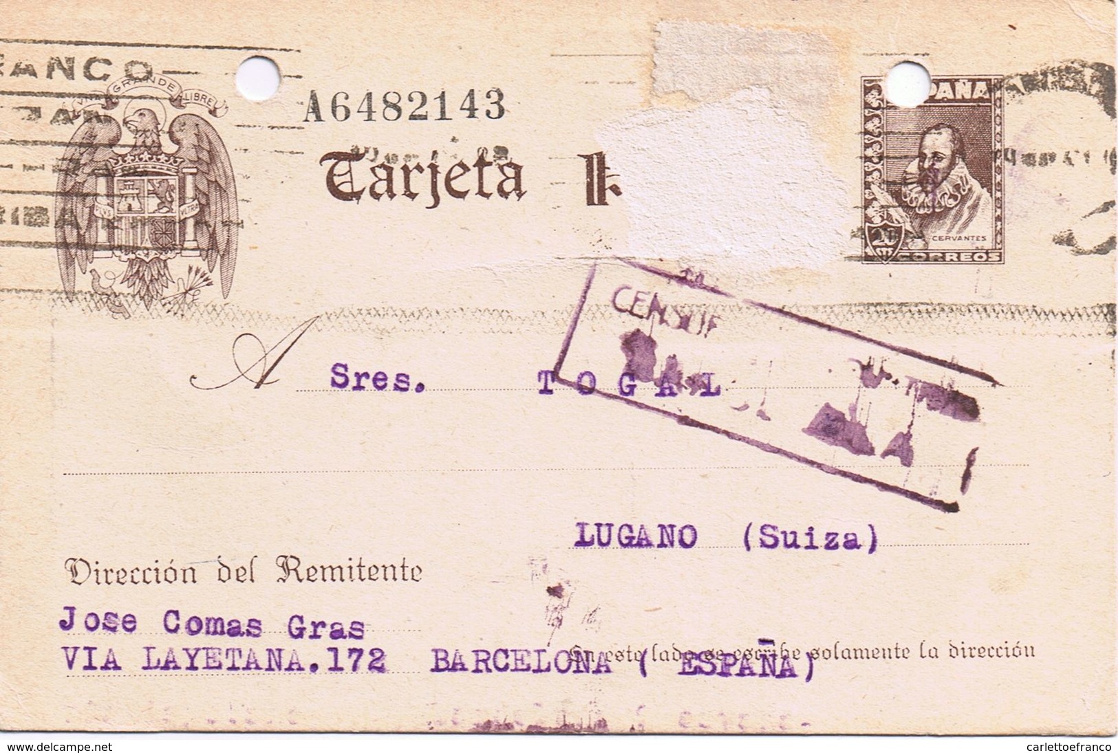 3 Cartoline Postali Anni '40 Con Fori Di Archiviazione - 1 Bollo Mancante -timbri Censura - Storia Postale