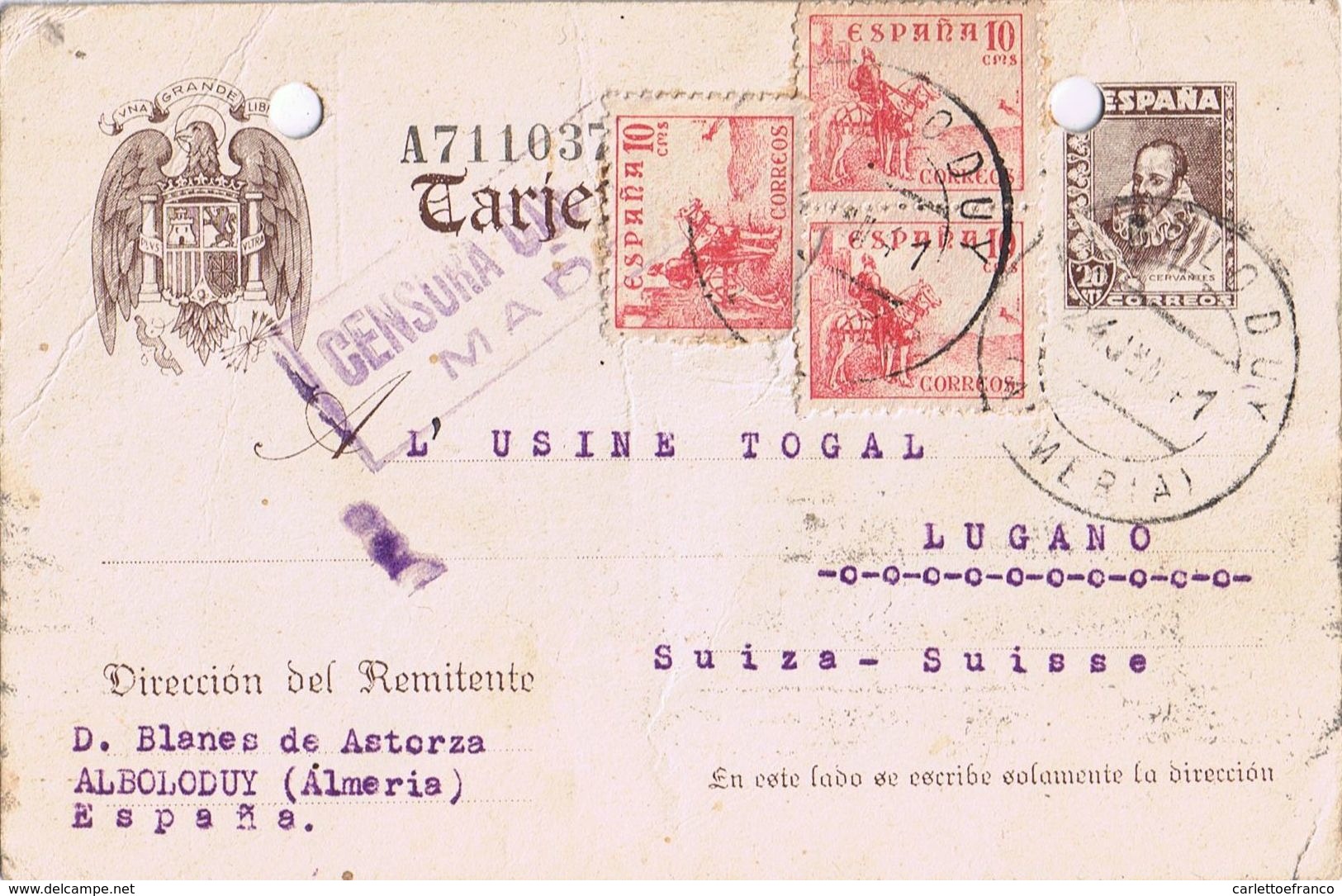 3 Cartoline Postali Anni '40 Con Fori Di Archiviazione - 1 Bollo Mancante -timbri Censura - Storia Postale