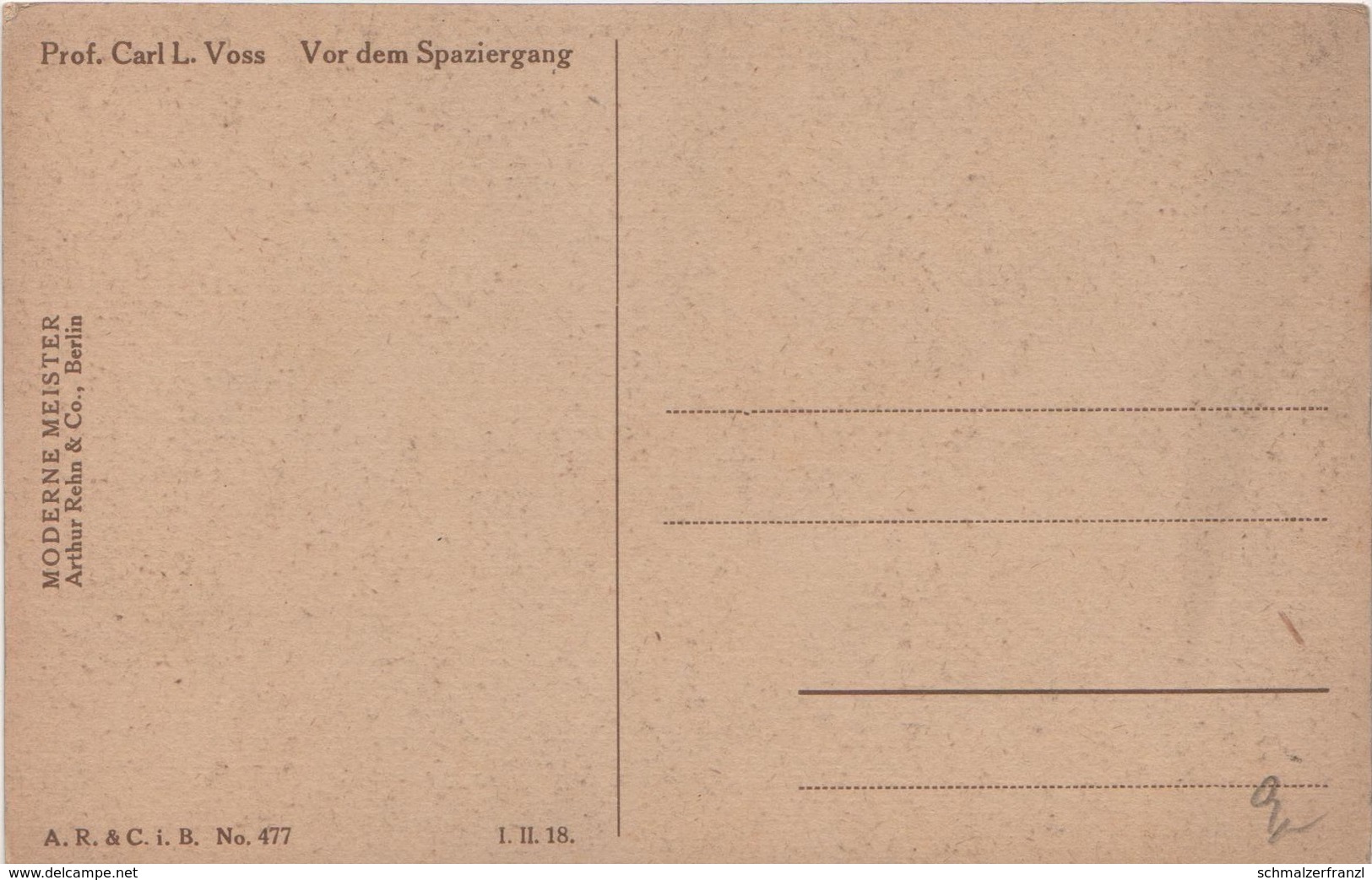 Künstlerkarte AK Prof. Carl L. Voss Vor Dem Spaziergang Kunst Art Malerei Moderne Meister Berlin - Zumbusch, Ludwig V.