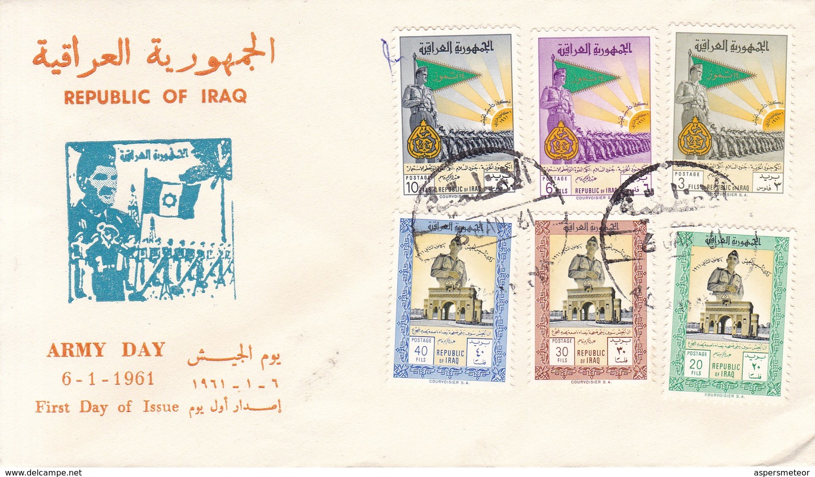 FDC. REPUBLIC OF IRAQ-ARMY DAY 1961.-BLEUP - Irak