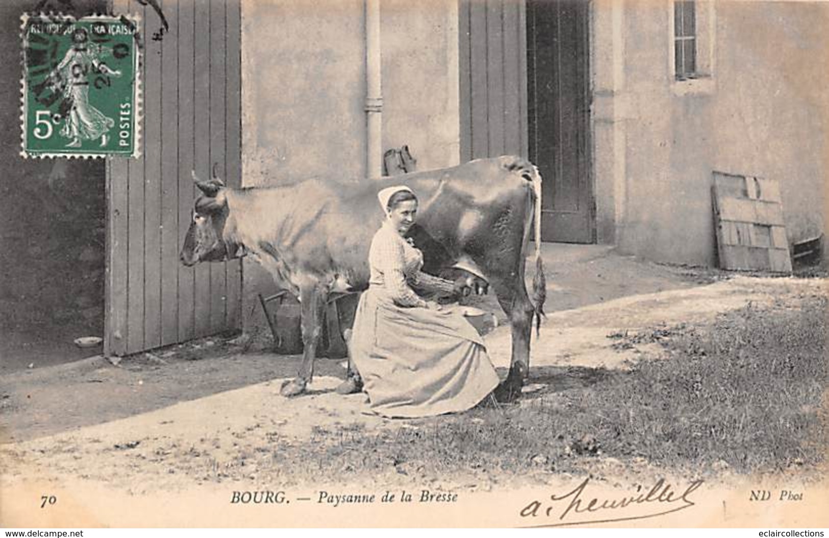 Bourg En Bresse     01       Paysanne De La Bresse. Traite D'une Vache              (voir Scan) - Other & Unclassified