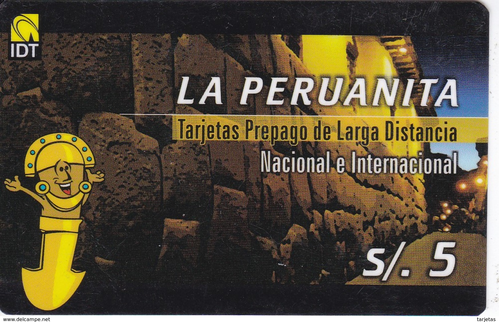 TARJETA DE IDT DE PERU DE LA PERUANITA DE 5 SOLES - Perú