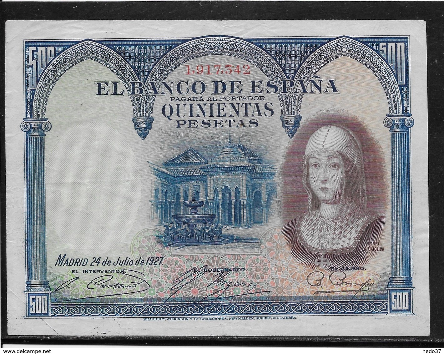 Espagne - 500 Pesetas - 1927 - Pick N°73 - SUP - 500 Pesetas