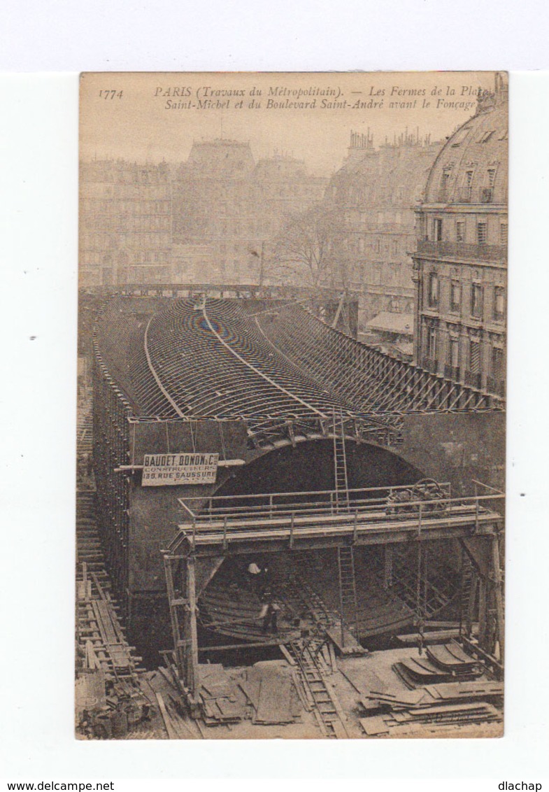 Paris. Travaux Du Métropolitain.Fermes Place Saint Michel Et Bd. Saint André. (2918) - Métro Parisien, Gares