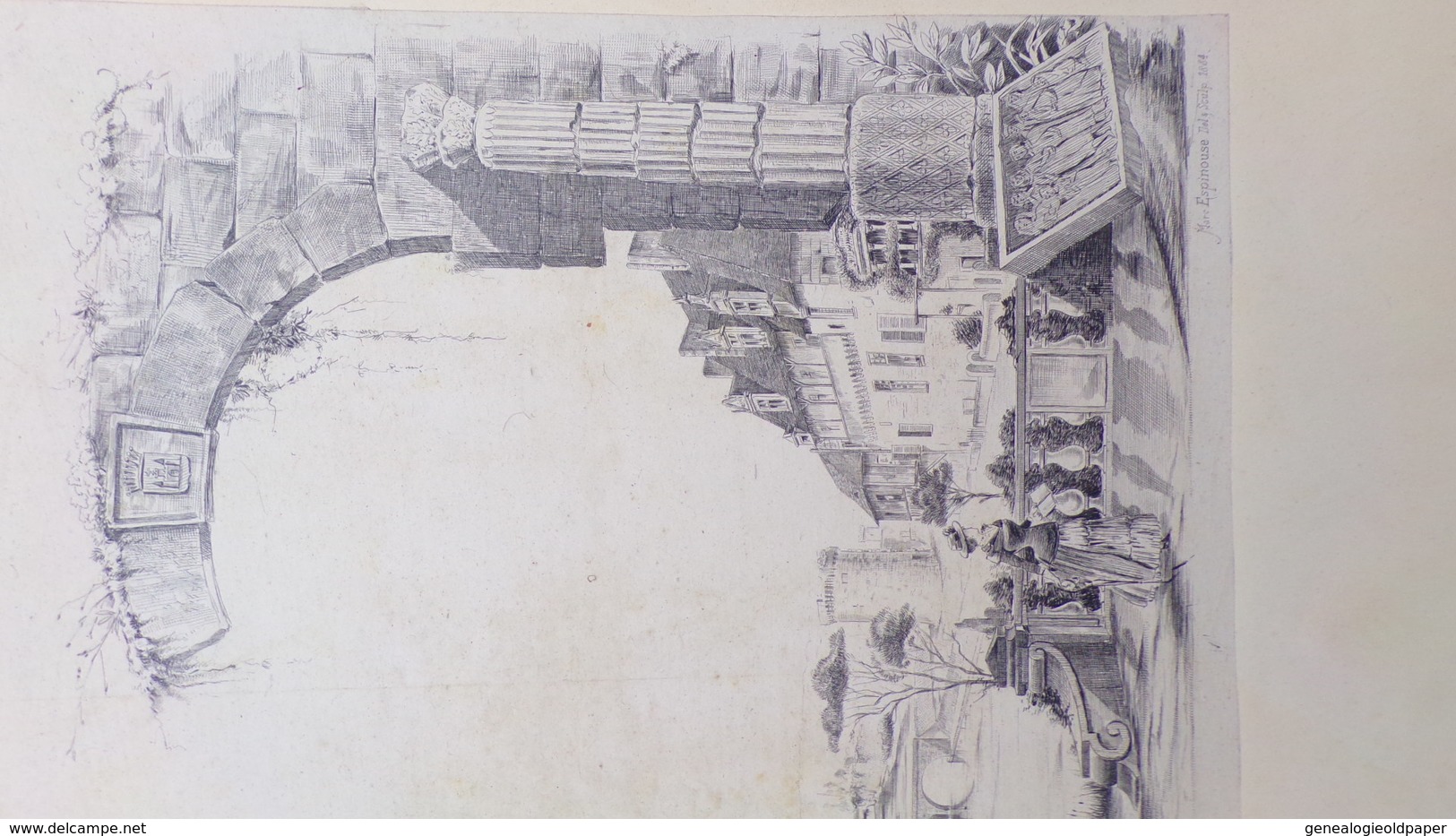 24- PERIGUEUX- RARE BELLE DESSIN GRAVURE MARC ESPINASSE 1884 - Estampes & Gravures