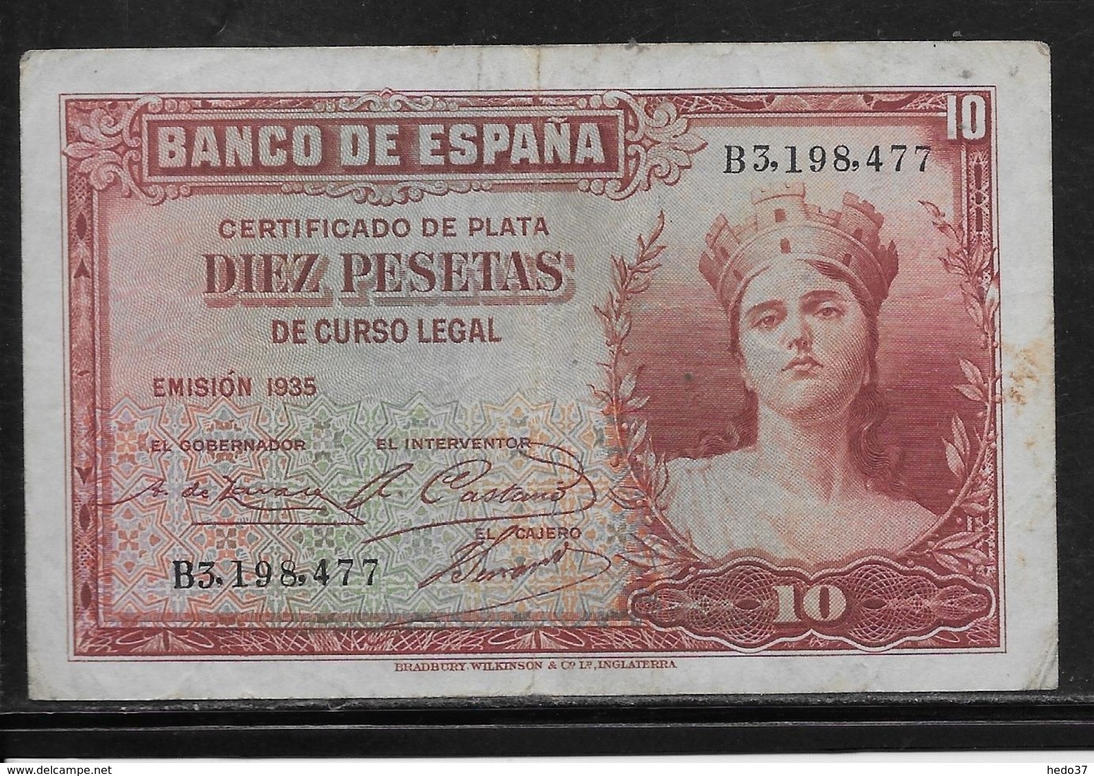 Espagne - 10 Pesetas - 1935 - Pick N°86 - TTB - 10 Pesetas