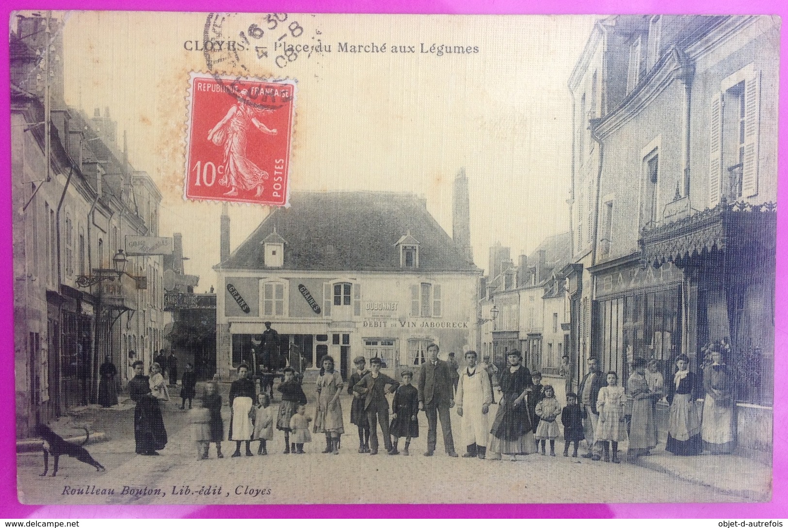 Cpa Cloyes Place Du Marché Aux Légumes Carte Postale Toilée 28 Eure Et Loir Rare Proche Chateaudun Autheuil Douy Charray - Cloyes-sur-le-Loir