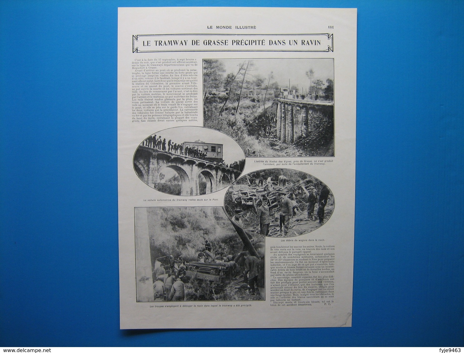 (1913) Le TRAMWAY De GRASSE Précipité Dans Un Ravin - Non Classés