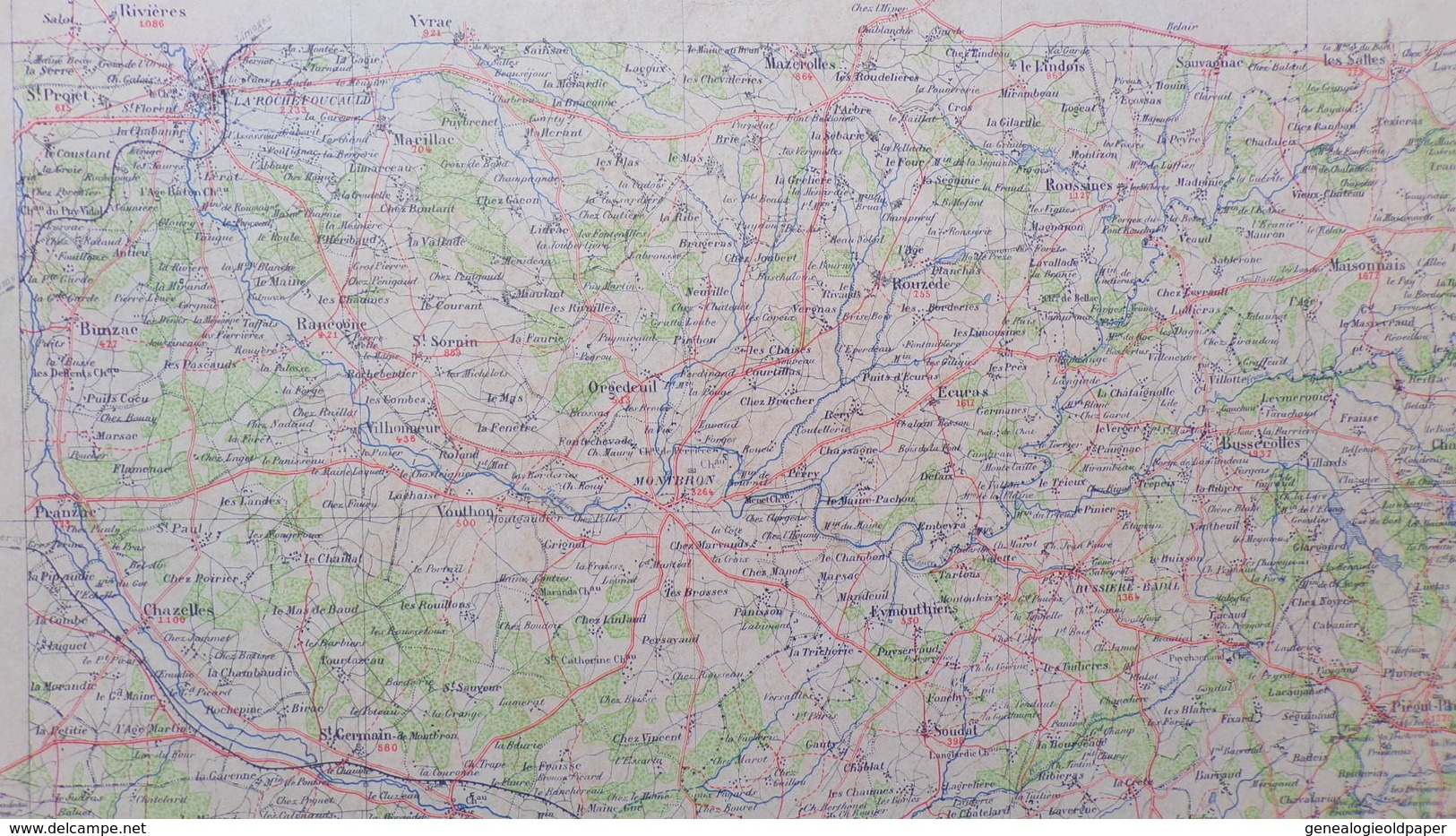 24- DORDOGNE- CARTE SECTEUR NONTRON-PIEGUT-BUSSEROLLES-MILHAGUET-MARVAL-ABJAT-MARTHON-MONTBRON-CHARRAS-MAZEROLLES-ECURAS - Cartes Topographiques