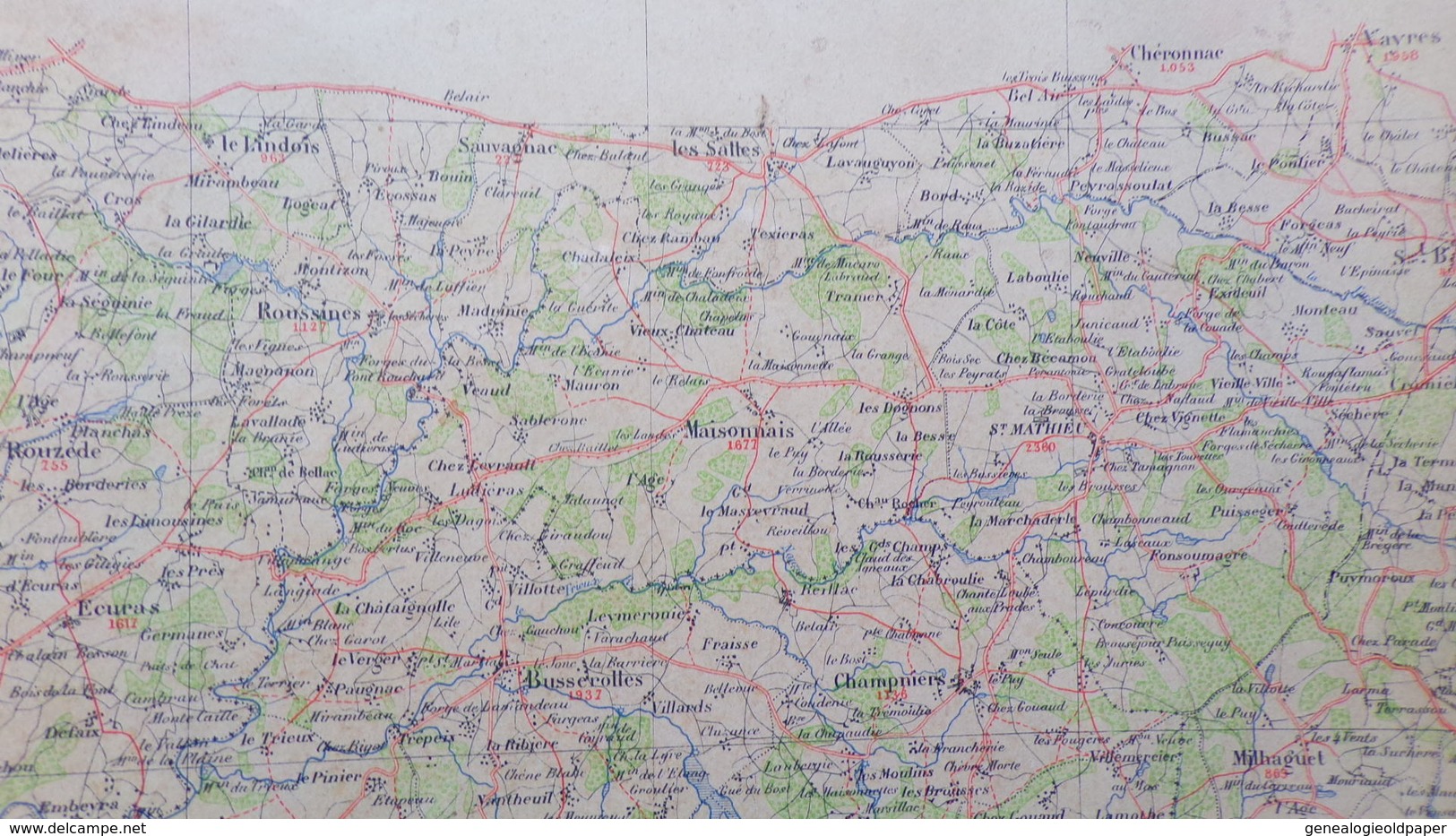 24- DORDOGNE- CARTE SECTEUR NONTRON-PIEGUT-BUSSEROLLES-MILHAGUET-MARVAL-ABJAT-MARTHON-MONTBRON-CHARRAS-MAZEROLLES-ECURAS - Mapas Topográficas