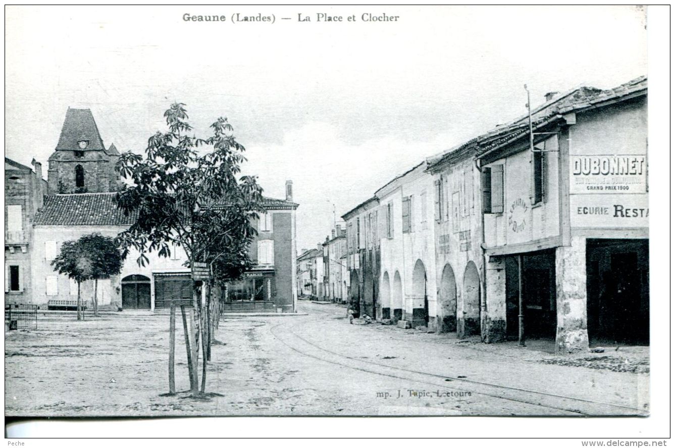 N°62508 -cpa Geaune -la Place Et Clocher- - Autres & Non Classés