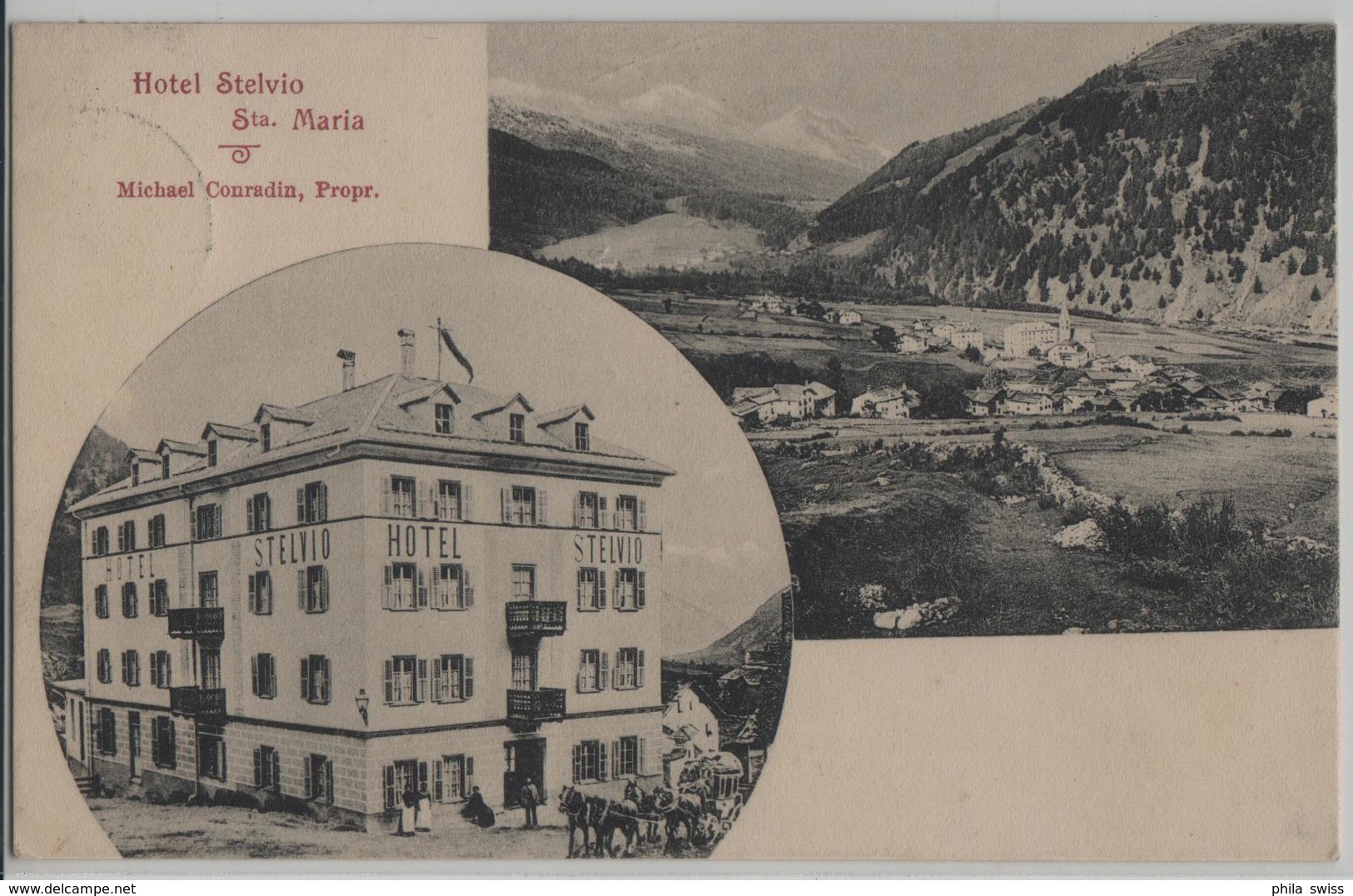 Hotel Stelvio Sta. Maria - Postkutsche, Animee - Photo: Engadin Press - Autres & Non Classés