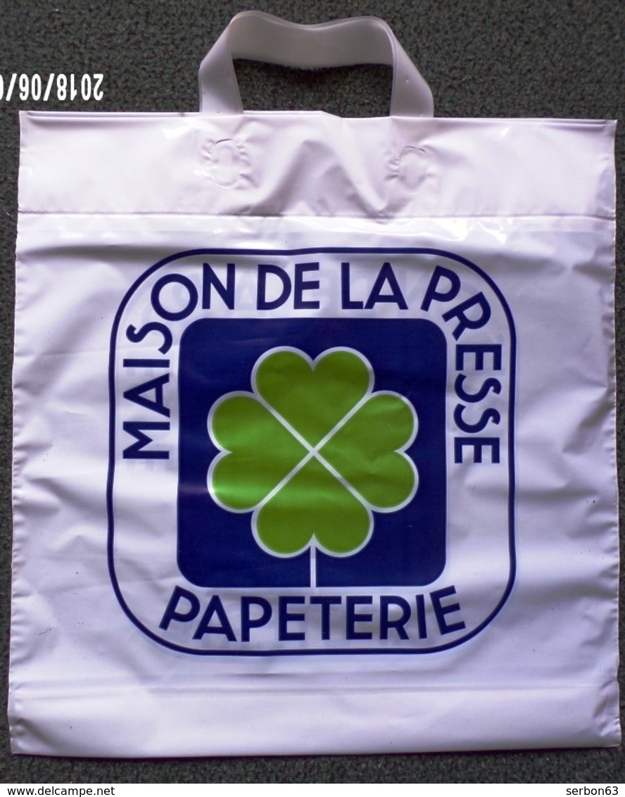 SAC TRÈFLE VERT EN PLASTIQUE PUBLICITAIRE 42X 39cm SACCUPLASTIKOPHILE MAISON DE LA PRESSE - SITE Serbon63 - Objets Publicitaires