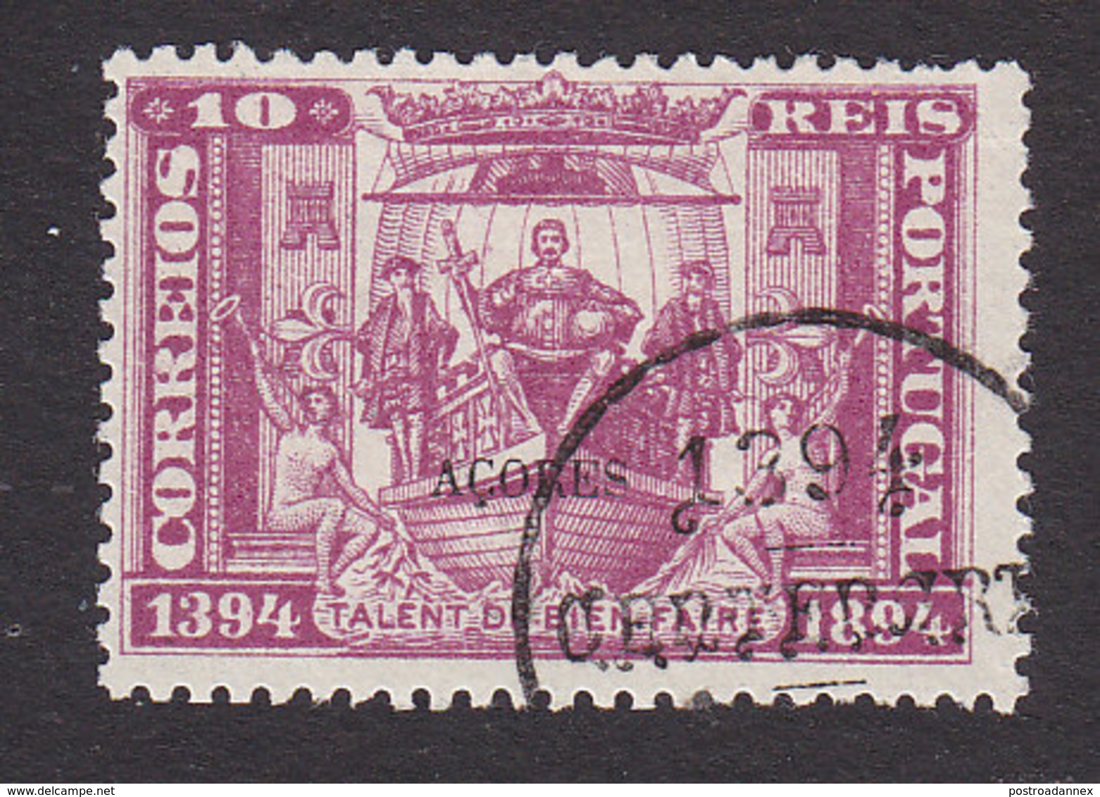 Azores, Scott #66, Used, Prince Henry On His Ship Overprinted, Issued 1894 - Açores