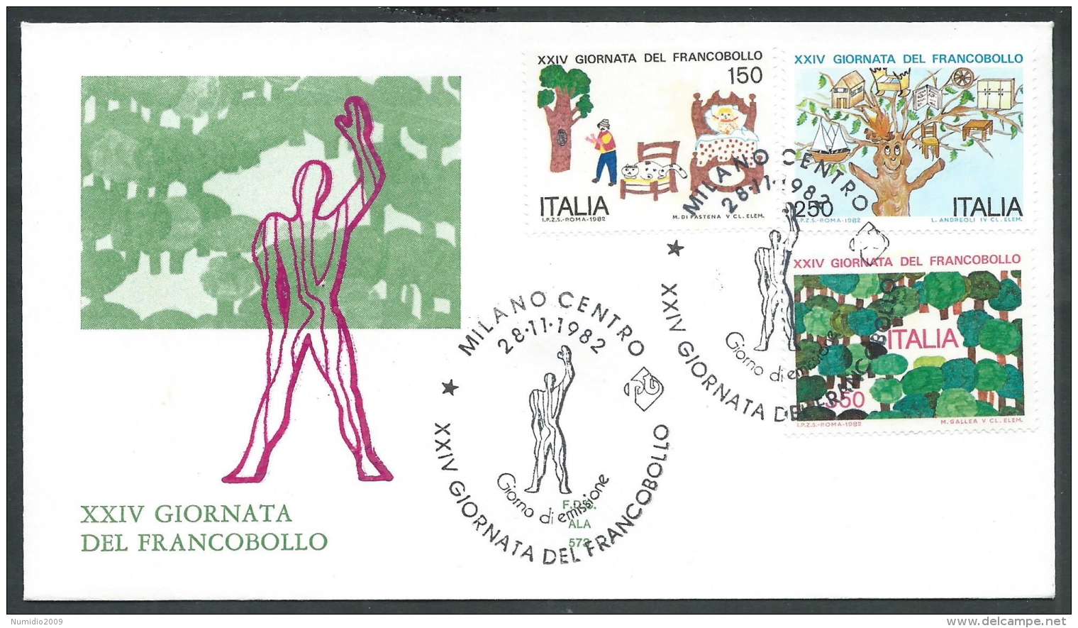 1982 ITALIA FDC ALA GIORNATA DEL FRANCOBOLLO NO TIMBRO ARRIVO - KI23 - FDC