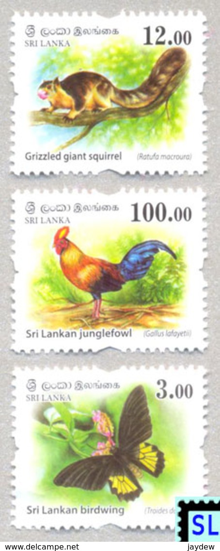 Sri Lanka Stamps 2018, Wild Animals, Birds, Squirrel, Butterfly, Definitive, MNH - Sri Lanka (Ceylon) (1948-...)