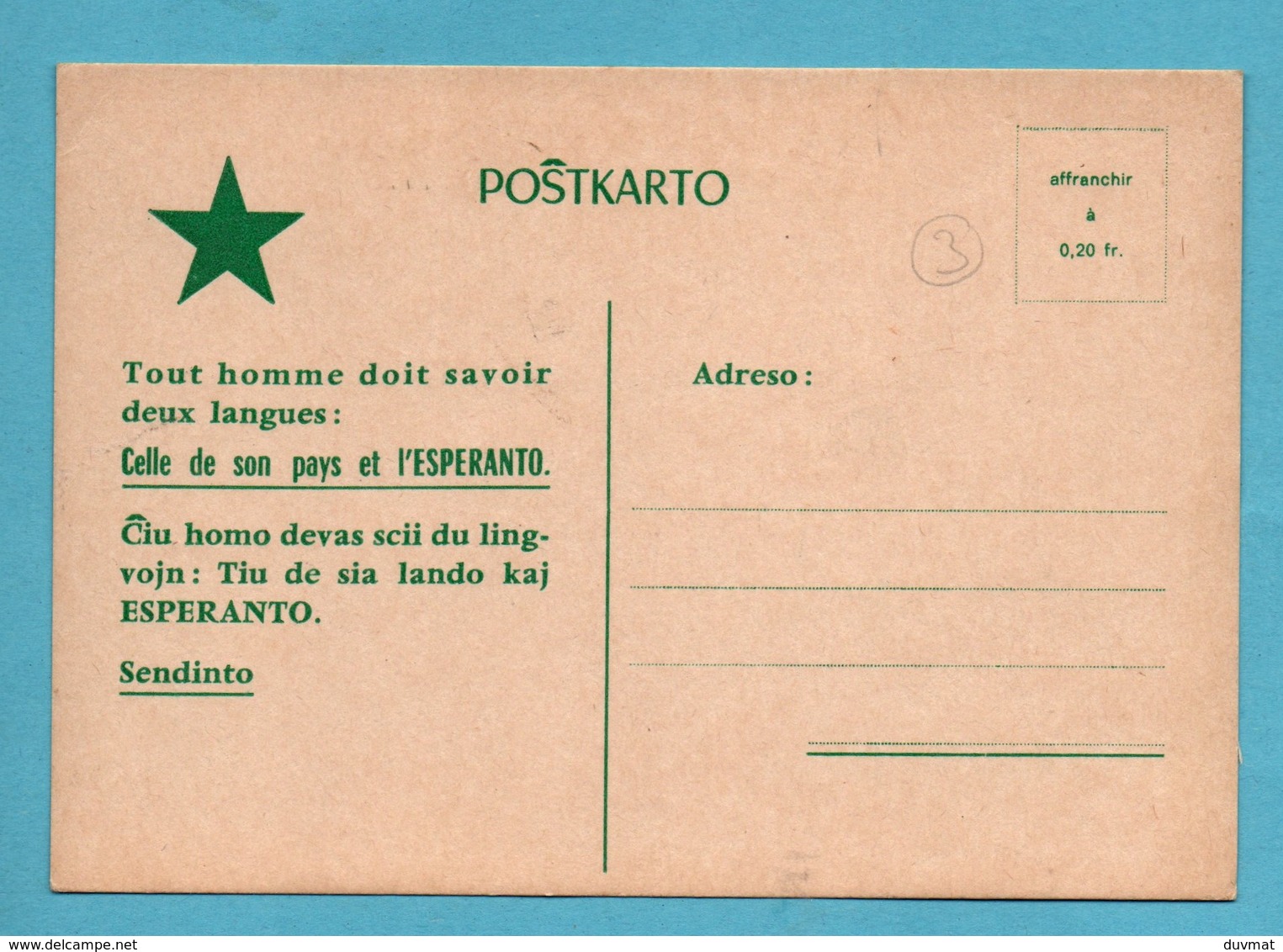 Esperanto Postkarto   ( Format10,5cm X 15cm ) - Esperanto