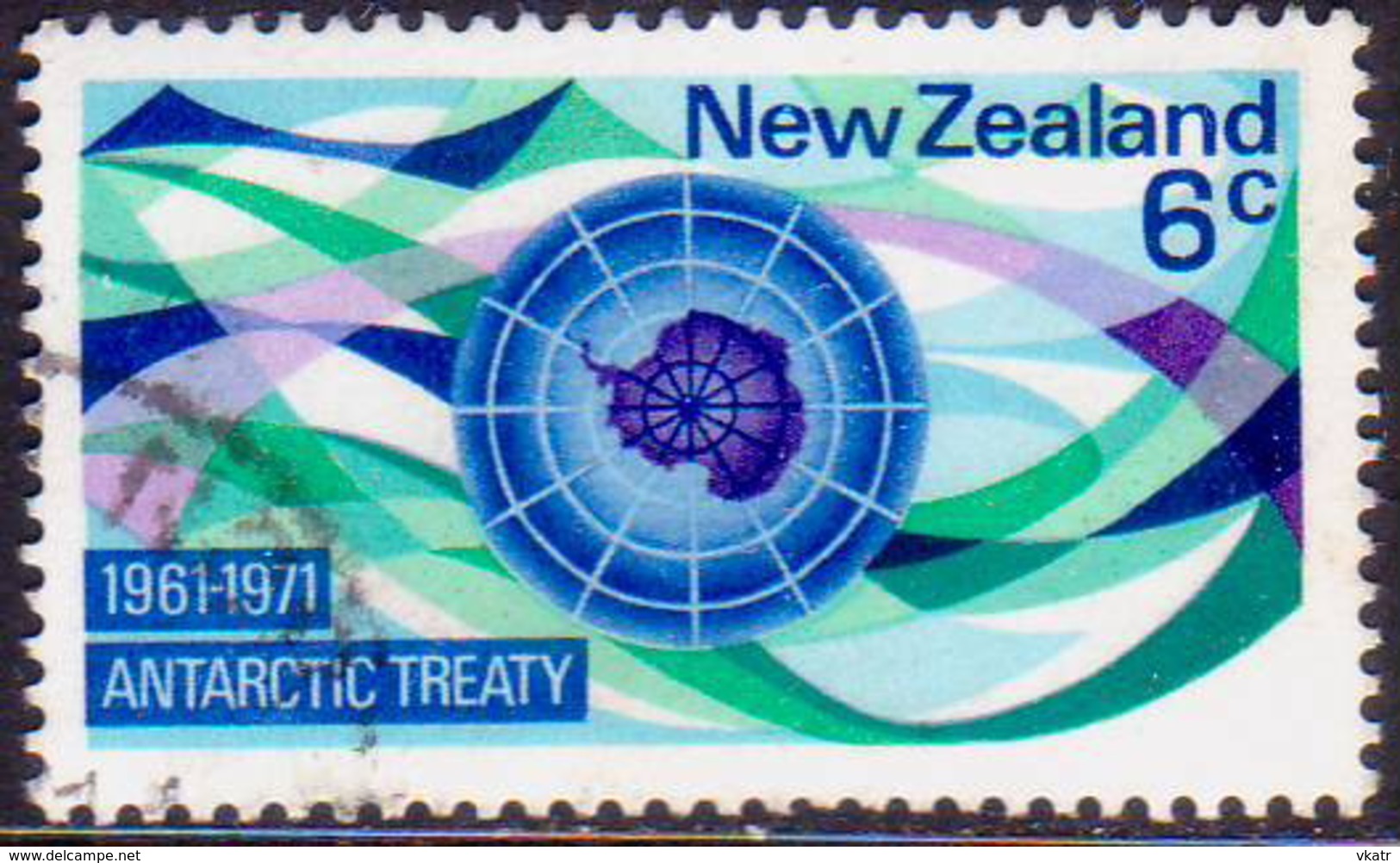 NEW ZEALAND 1971 SG #955 6c Used 10th Anniv Antarctic Treaty - Usati