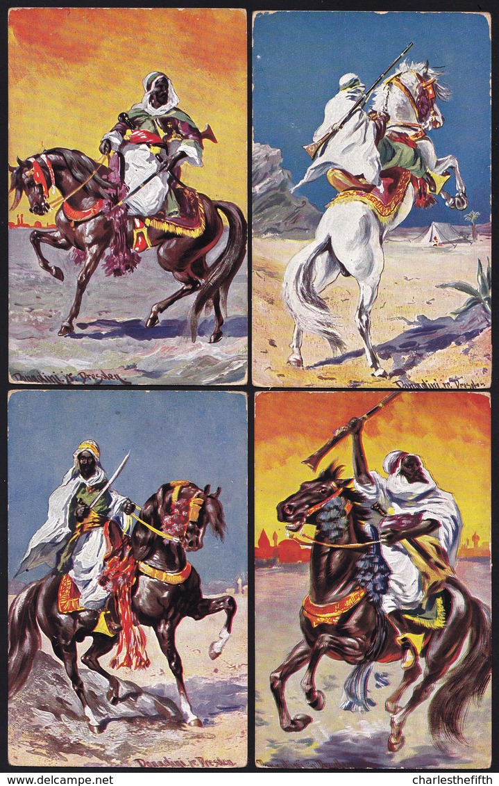 5 X ALTE KARTE ANTONIO DONADINI DRESDEN - ** ARABIAN WARRIORS - ARABISCHE KRIEGER ** - SELTEN ! - Donadini, Antonio