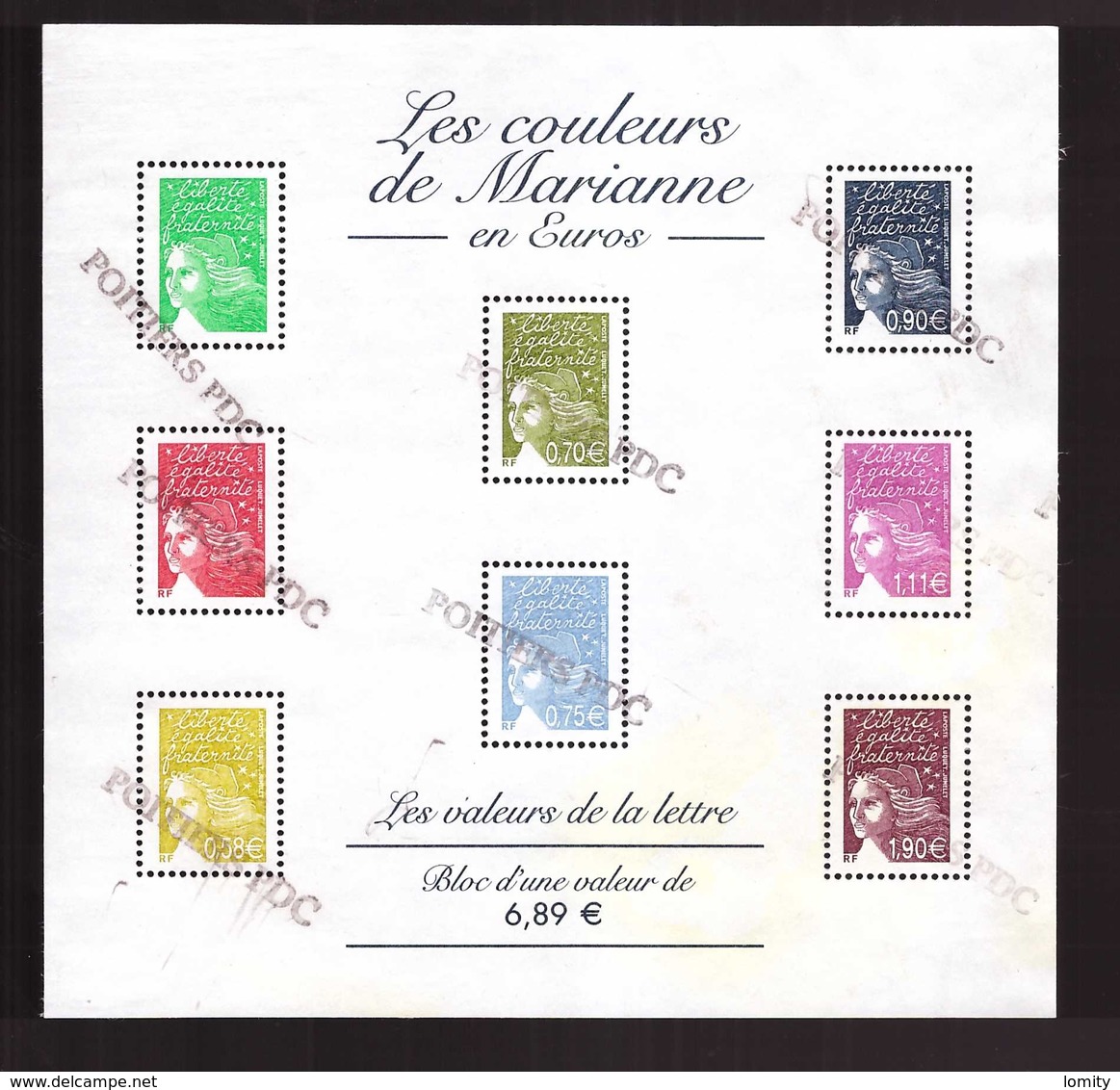 France 2004 Bloc Feuillet Oblitéré BF67 67 Cachet Poitiers Les Couleurs De Marianne - Oblitérés