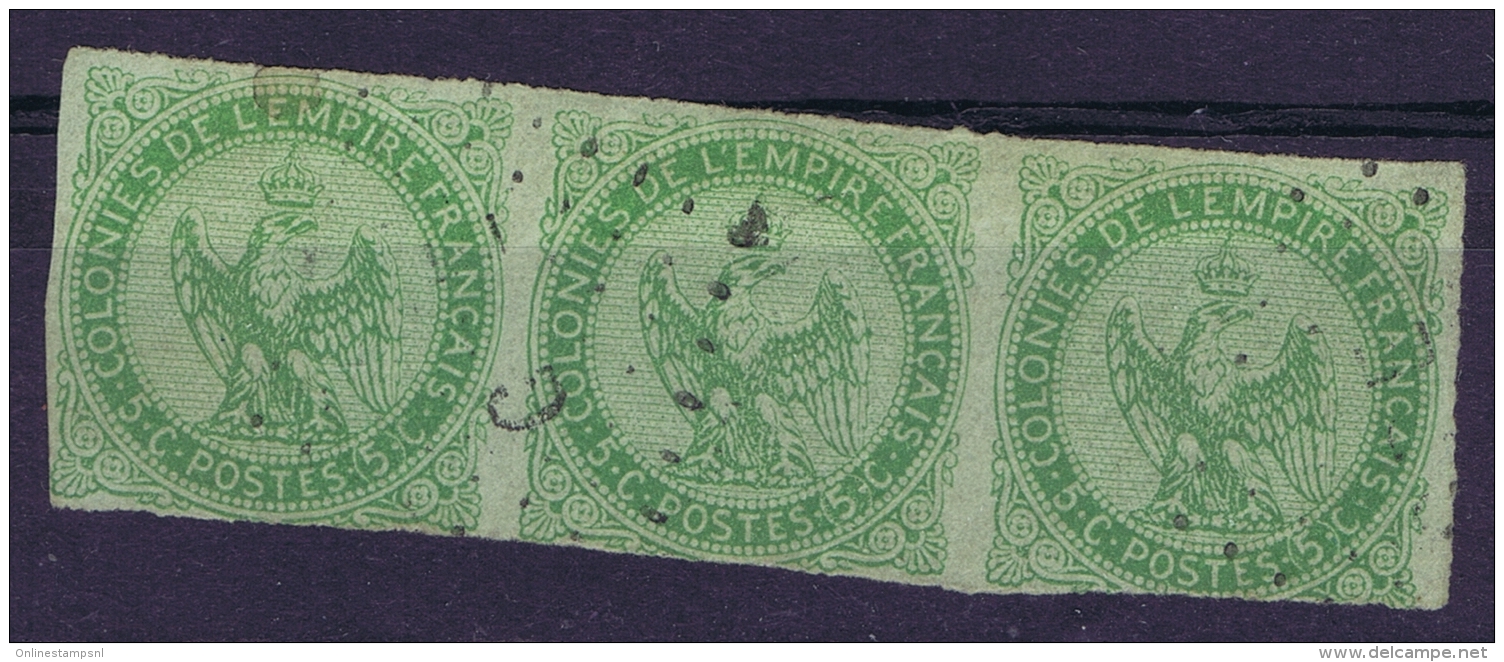 Colonies Générales: Yv Nr   2 Obl./Gestempelt/used   Cachet GPE Guadeloupe  Bande De 3 - Eagle And Crown