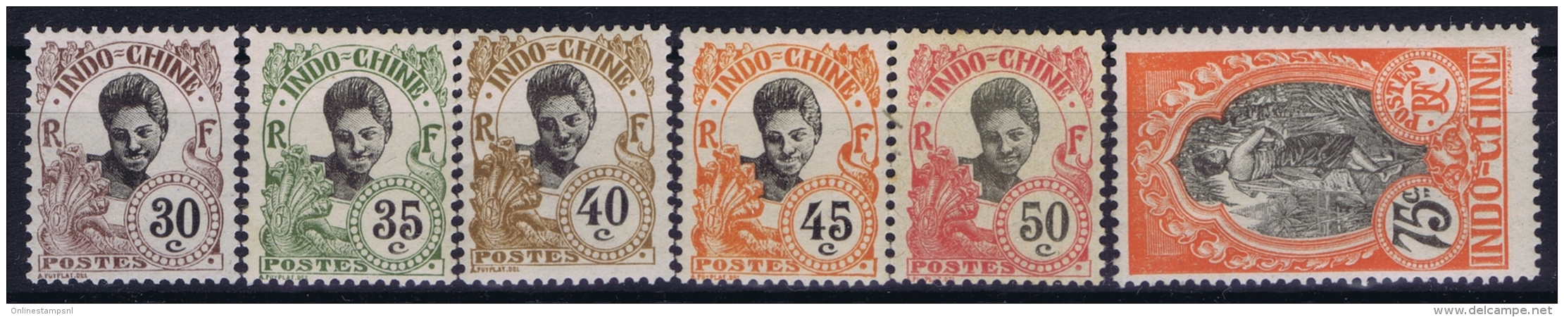 Indo-Chine : Yv 41 - 58 MH/* Flz/ Charniere  1907 - Neufs