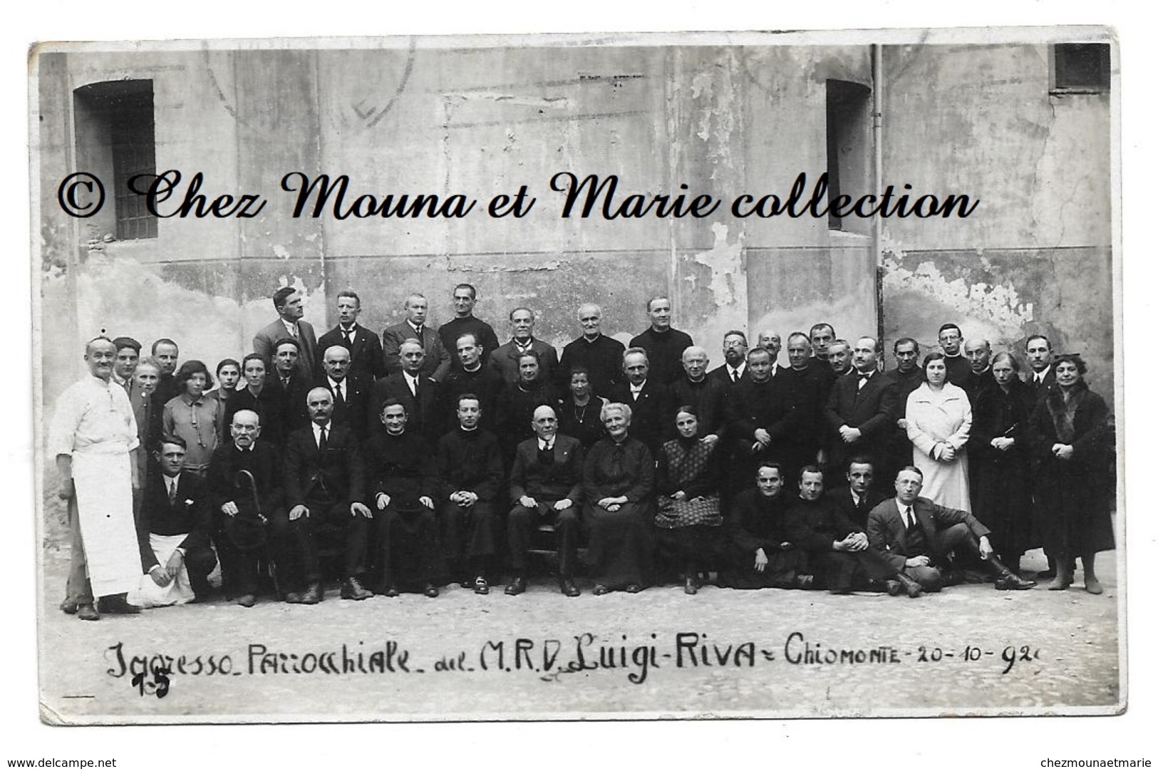 CHIOMONTE CHAUMONT ITALIE 1929 - INGRESSO PARROCCHIALE DEL MRD LUIGI RIVA POUR VILLEURBANNE - CARTE PHOTO - Other & Unclassified