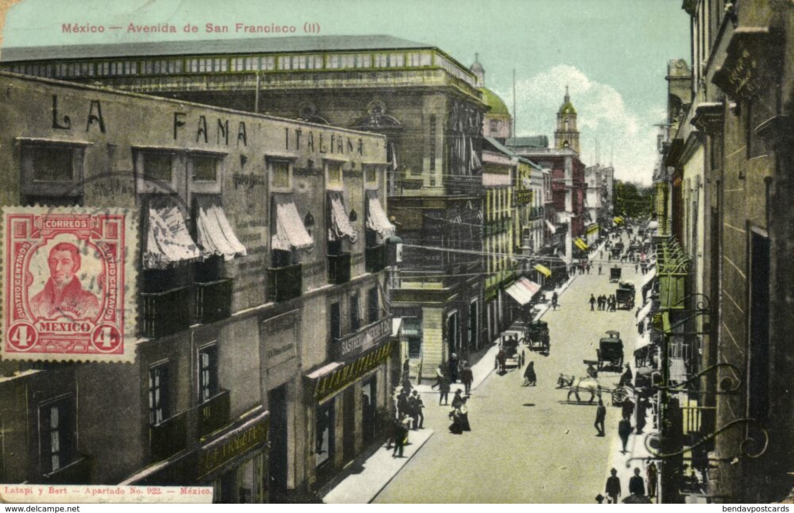 Mexico, MEXICO, Avenida De San Francisco (1923) Postcard - Mexico