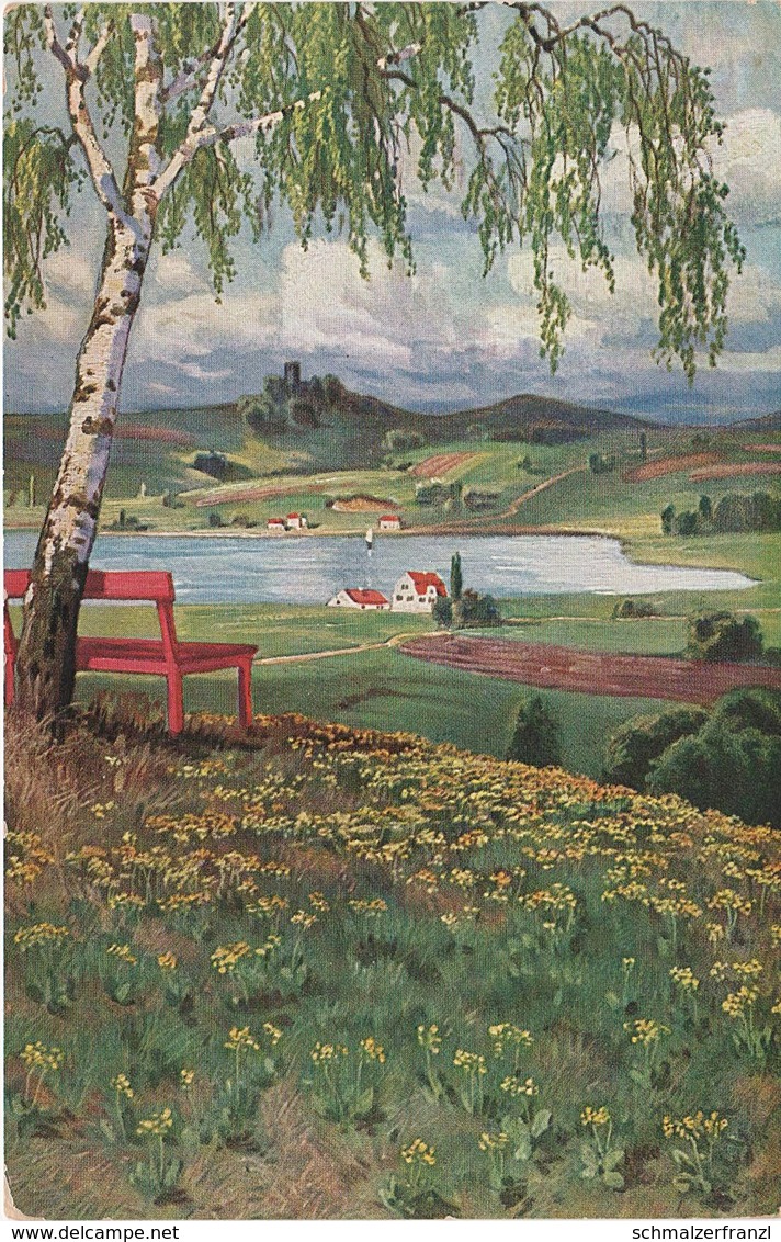 Künstlerkarte AK Unbekannter Künstler See Burg Sommerwiese Kunst Art Malerei Hessen Kassel ? - 1900-1949