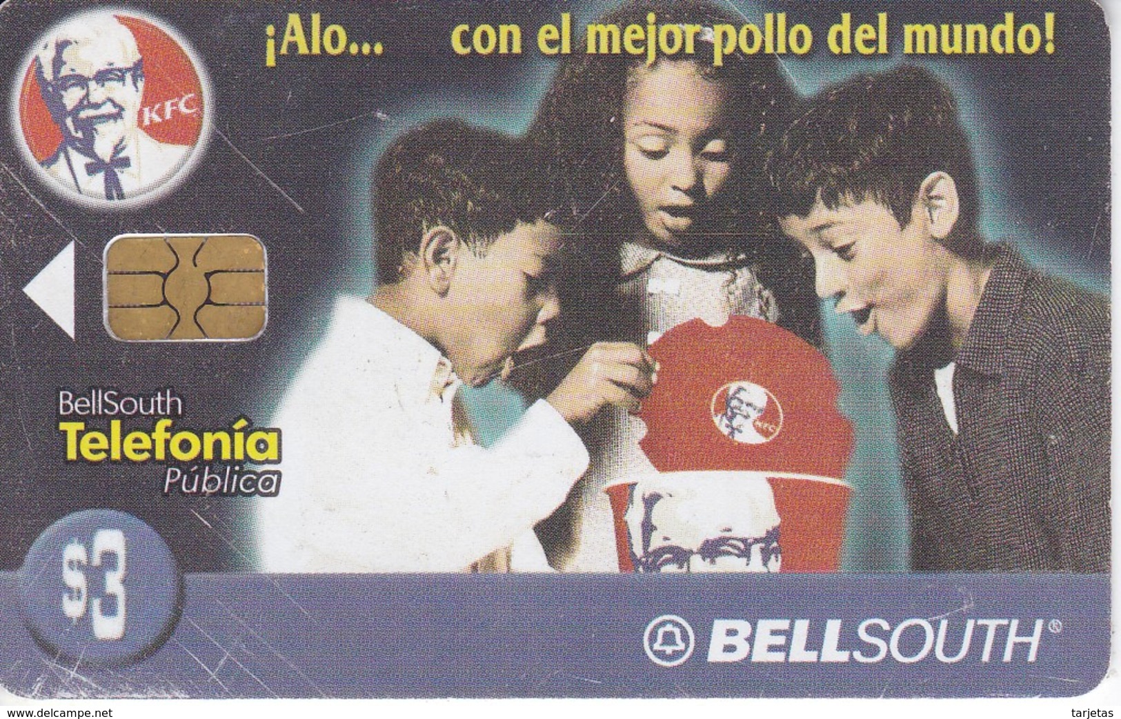 TARJETA DE ECUADOR DE BELLSOUTH DE $3  DE KENTUCKY FRIED CHICKEN - Ecuador