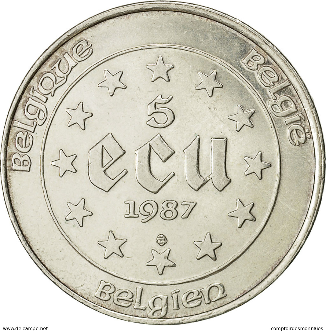 Monnaie, Belgique, 5 Ecu, 1987, TTB+, Argent, KM:166 - Ecu