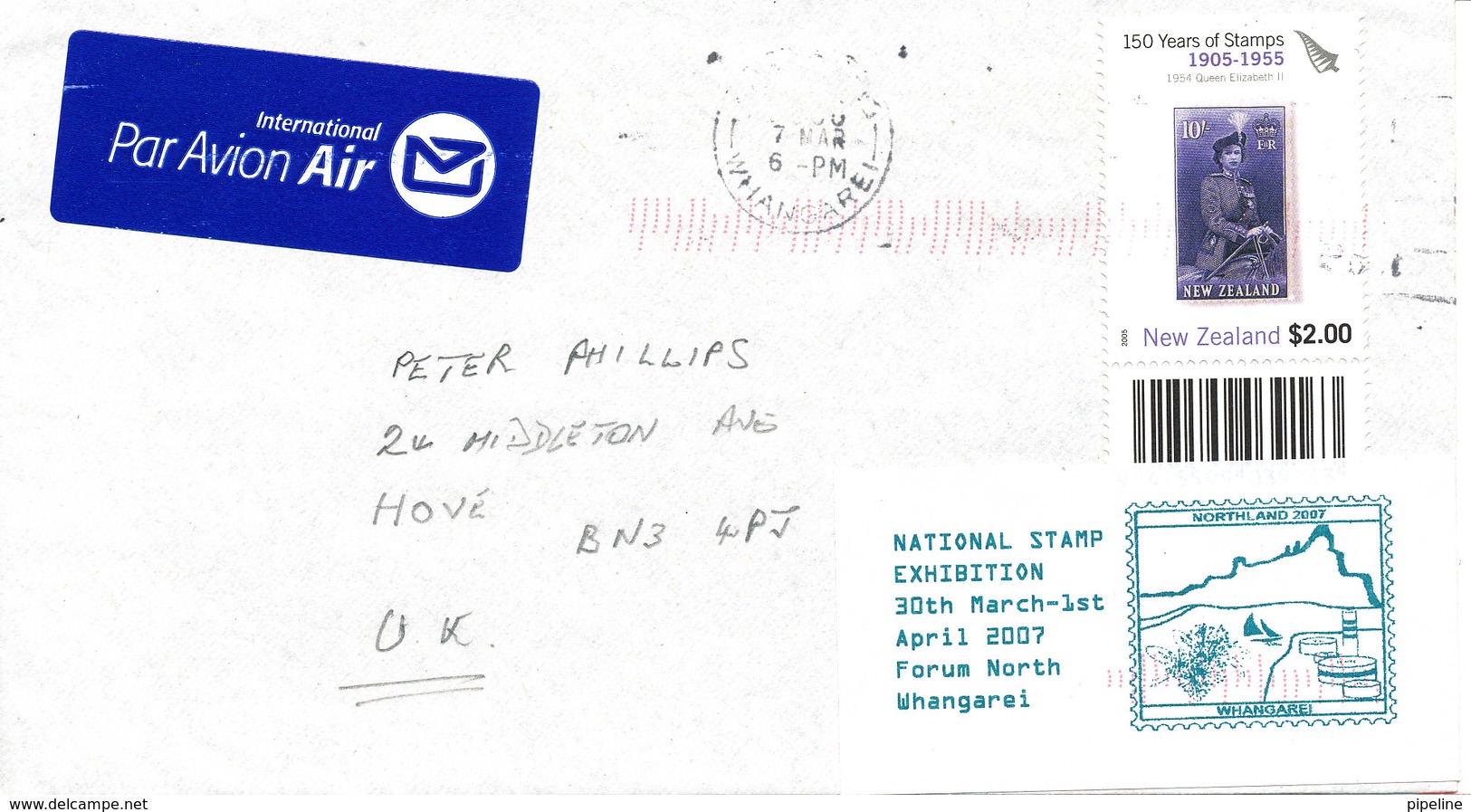 New Zealand Cover Sent Air Mail To England 2005 ?? Single Franked - Lettres & Documents