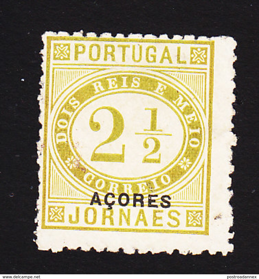 Azores, Scott #P2, Mint No Gum, Newspaper Stamp Overprinted, Issued 1876 - Azoren