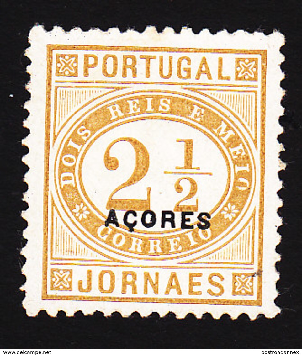 Azores, Scott #P4, Mint No Gum, Newspaper Stamp Overprinted, Issued 1876 - Azores