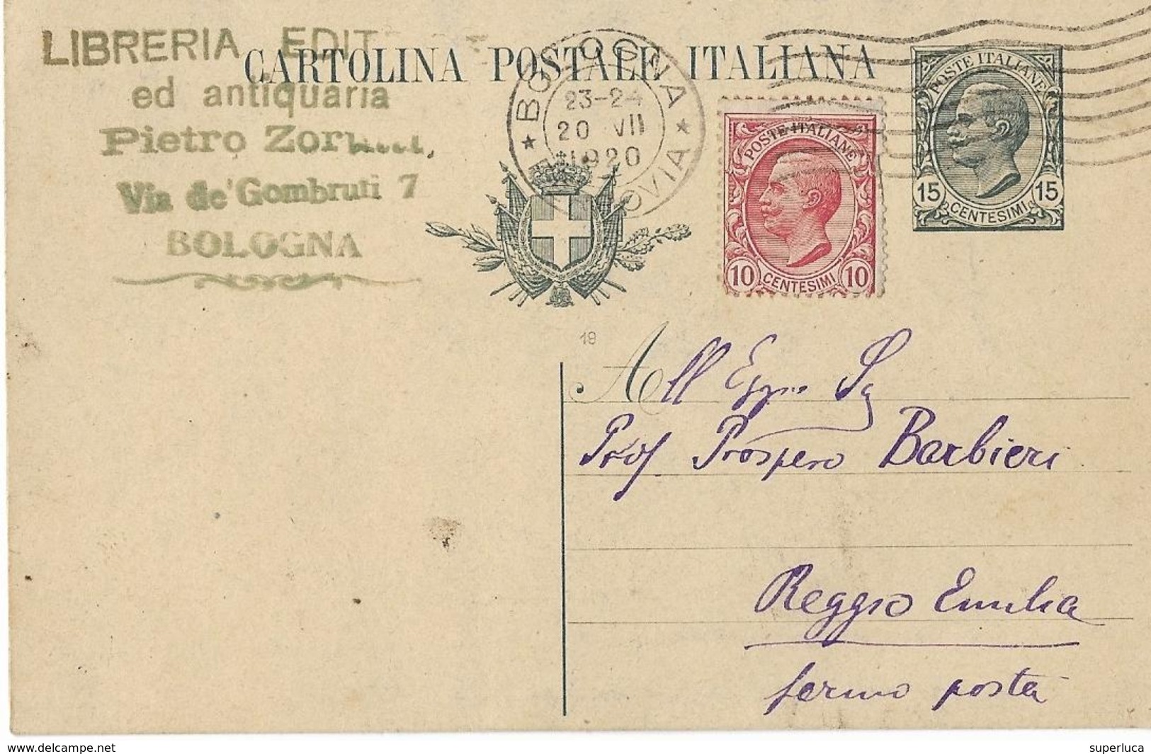 5-BOLOGNA-LIBRERIA ANTIQUARIA-CARD POSTALE-1920 - Bologna
